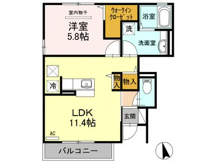 サニーハイツ花棚A棟(1LDK/1階)の間取り写真