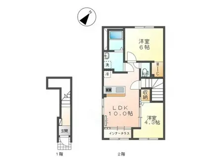 イストワール ブルー(2LDK/2階)の間取り写真