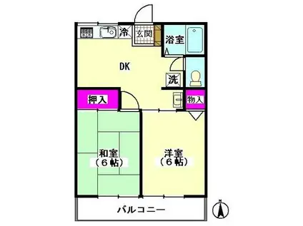 シティハイム サニーA(2DK/1階)の間取り写真