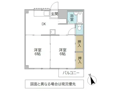 大栄ハイツ(2DK/2階)の間取り写真