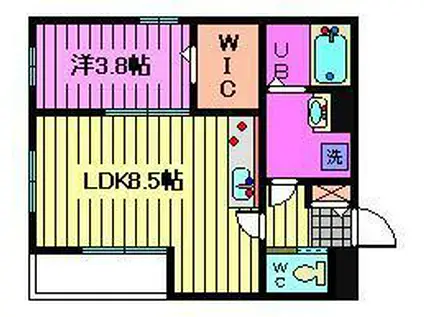 ルチア東風(1LDK/3階)の間取り写真