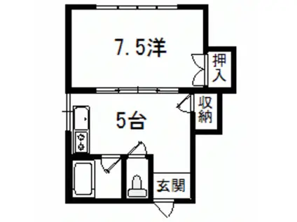 クレストール妙見(1K/1階)の間取り写真