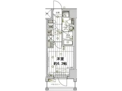 レガリス品川天王洲ベイサイドコート(1K/13階)の間取り写真