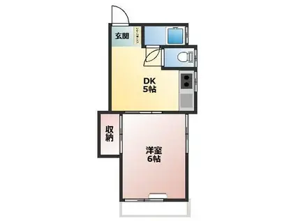 AKハイツ(1DK/2階)の間取り写真