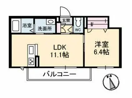 リムステイ ベレオ伏石(1LDK/3階)の間取り写真