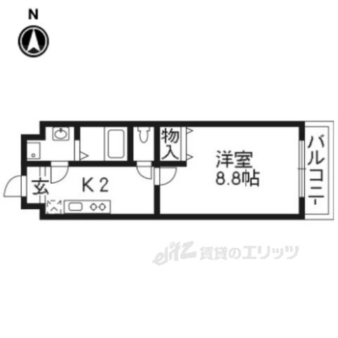 ビラ・アペックス京都和(1K/2階)の間取り写真