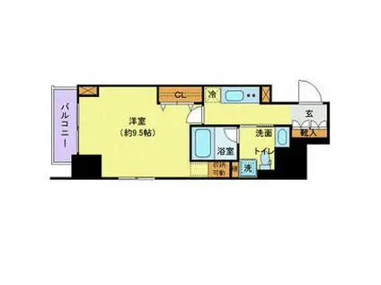 グランドコンシェルジュ六本木(1K/11階)の間取り写真