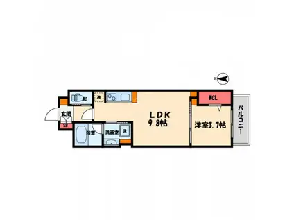 アーバネックス心斎橋II(1LDK/13階)の間取り写真