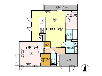 SOLANA(2LDK/2階)の間取り写真