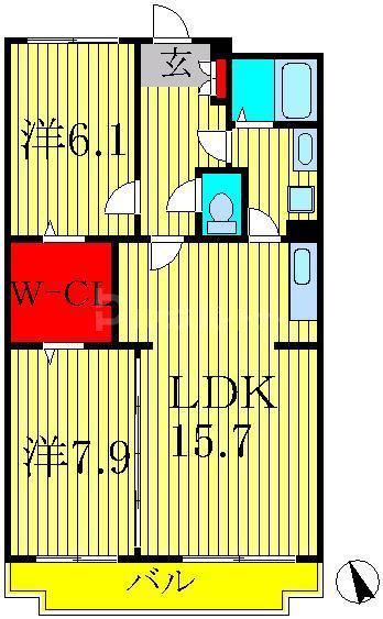 栗林クレス(2LDK/3階)の間取り写真