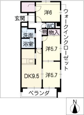 GRANVILLE(3DK/3階)の間取り写真