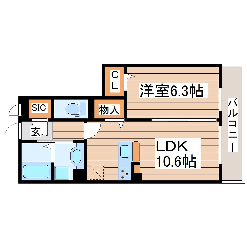 サンコート(1LDK/2階)の間取り写真