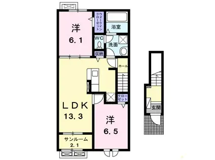 スピアA(2LDK/2階)の間取り写真