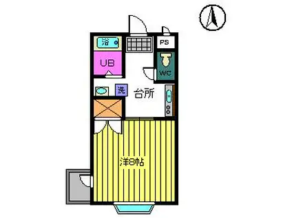 コーポサンテ(1K/3階)の間取り写真