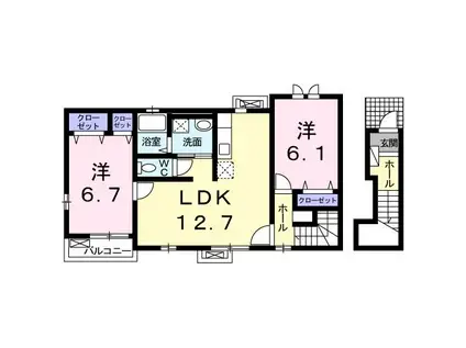フィオーレ・RII(2LDK/2階)の間取り写真