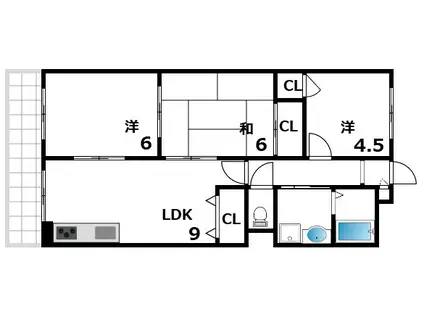 エレガントライフ深江(3LDK/1階)の間取り写真