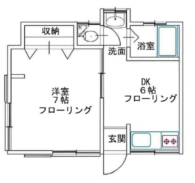 吉野荘(1DK/1階)の間取り写真