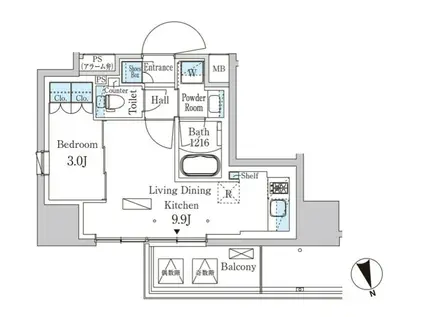 パークアクシス市川(1LDK/13階)の間取り写真