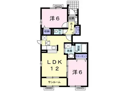 ブランシェスII(2LDK/1階)の間取り写真