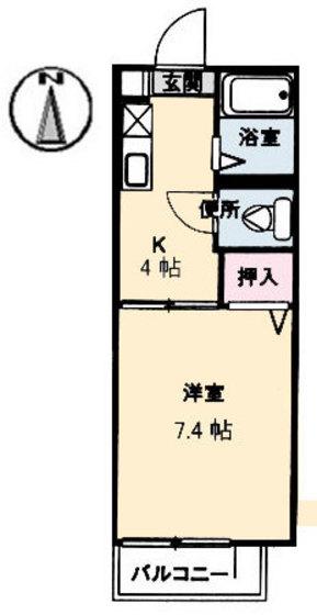 アブニールS(1K/1階)の間取り写真