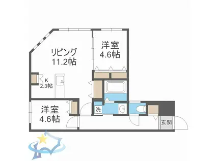 ビッグレジデンス資生館(2LDK/4階)の間取り写真