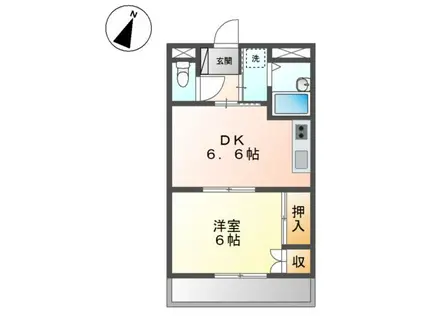 サンヒルズ鈴鹿(1DK/1階)の間取り写真