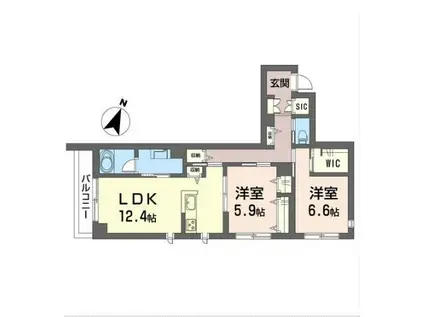 ウィステリア ベール(2LDK/1階)の間取り写真
