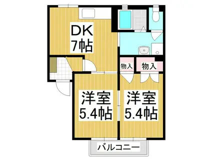 フレグランス・HONEYS棟(2DK/1階)の間取り写真