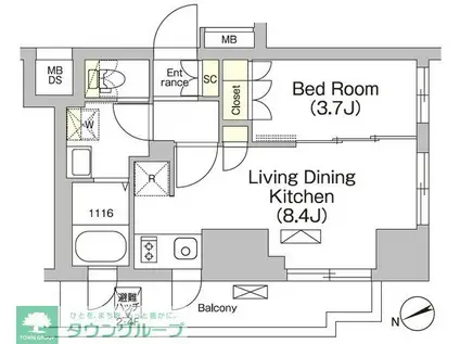 テラス大崎(1LDK/2階)の間取り写真