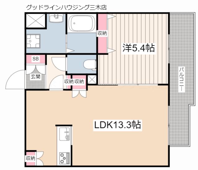DIAMOND GREEN(1LDK/1階)の間取り写真