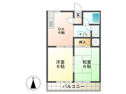 ノーブルパレス(2DK/1階)の間取り写真