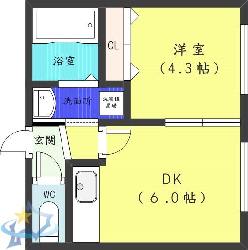 ルーチェ(1DK/1階)の間取り写真