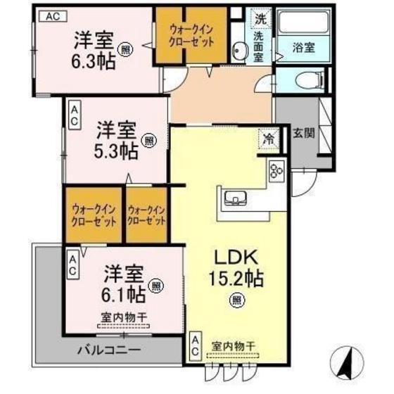 D-ROOM ALICE(3LDK/2階)の間取り写真