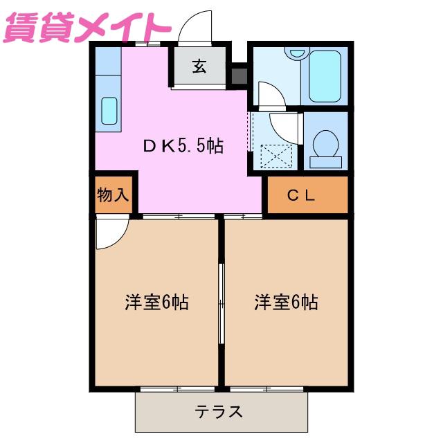シティハイツ幸(2K/1階)の間取り写真