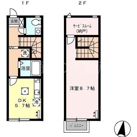 サンモール A(1DK/1階)の間取り写真