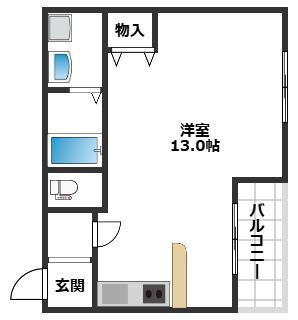 平野レジデンス(ワンルーム/2階)の間取り写真