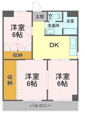 とどろきハイツ(3DK/1階)の間取り写真