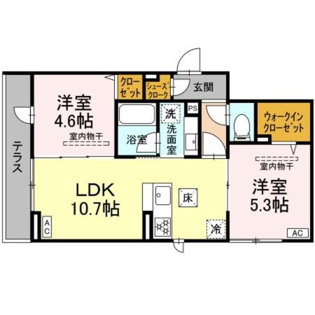 イヴレーア橋本(2LDK/3階)の間取り写真