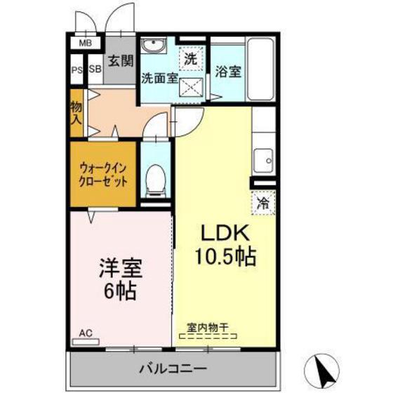 エスポワール青江(1LDK/3階)の間取り写真