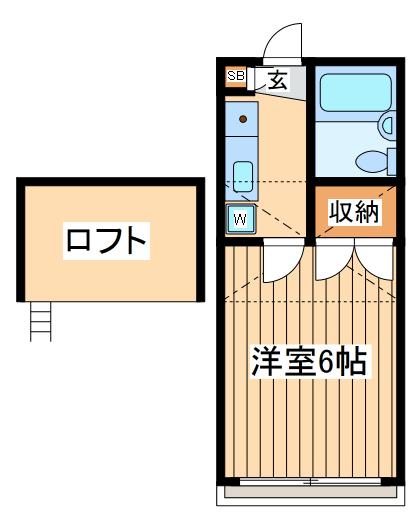 メゾンディ・ソレイユ(1K/2階)の間取り写真