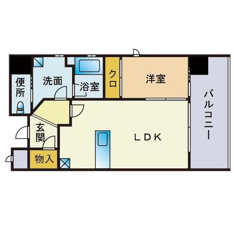 博多御笠川レジデンス(1LDK/9階)の間取り写真