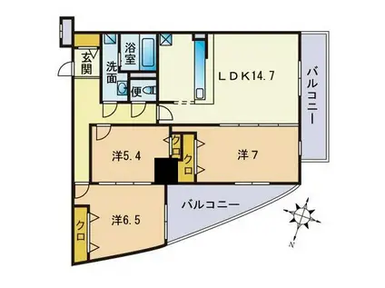 S-FORT警固タワー(3LDK/4階)の間取り写真