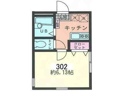 リーヴェルポート横浜ウエストIII(1K/3階)の間取り写真