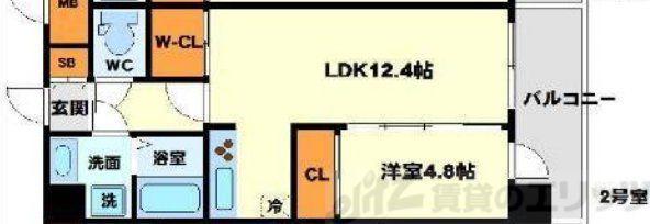 エス グランテージ(1LDK/2階)の間取り写真