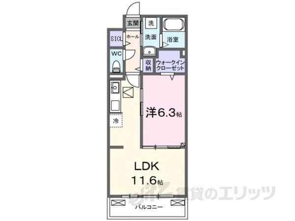 リルーム 東近江(1LDK/1階)の間取り写真
