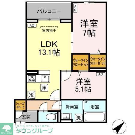 CLASSEUM都賀(2LDK/2階)の間取り写真
