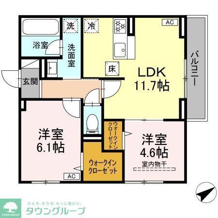 D PAINA 生田(2LDK/1階)の間取り写真