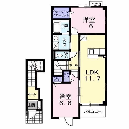 フランM.Y(2LDK/2階)の間取り写真