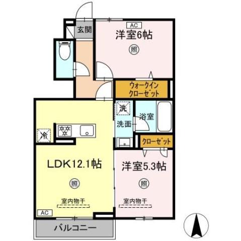 クレスト スエ(2LDK/2階)の間取り写真