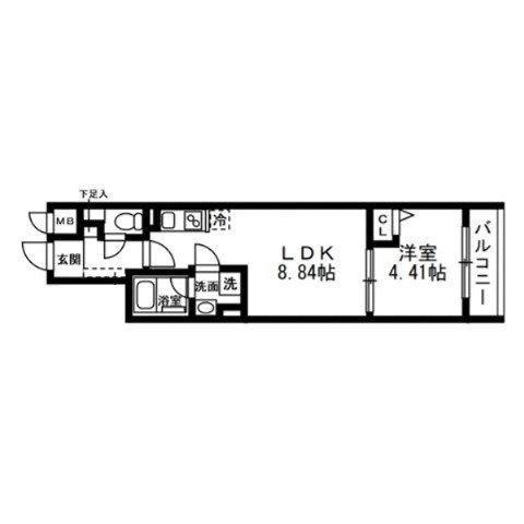 SOLASIA RESIDENCE 武蔵小山(1LDK/4階)の間取り写真